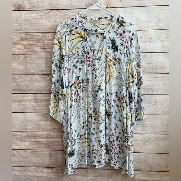 POLAGRAM FLORAL MINI DRESS IN CREAM - Picture 1 of 6